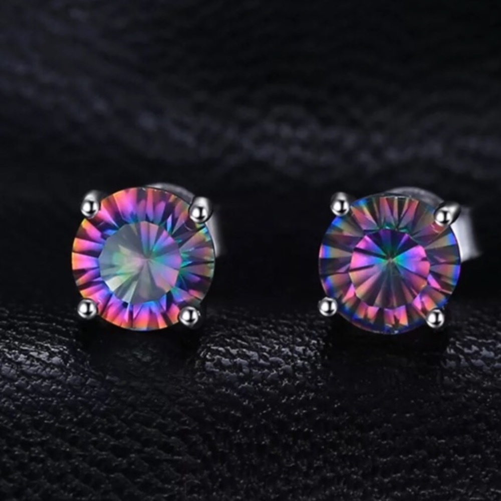 5 ⭐️ 18K Gold Filled Mystic Topaz Earring - Picture 3 of 7
